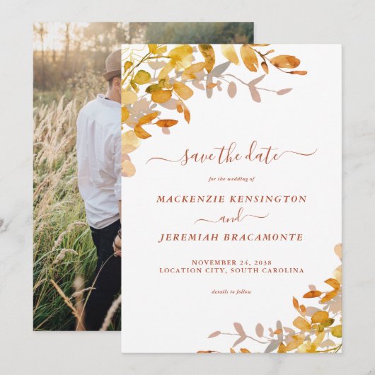 Foto für Herbst-Grün-Hochzeit Save the Date (Vorne/Hinten)