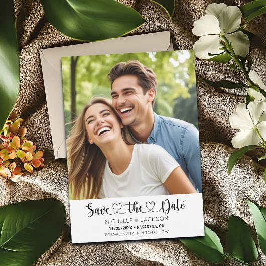 Foto für Herz-Schrift Save the Date Einladung