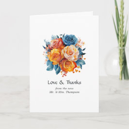 Foto für Hochzeiten in Blau, Orange, Gelb und Rot Dankeskarte