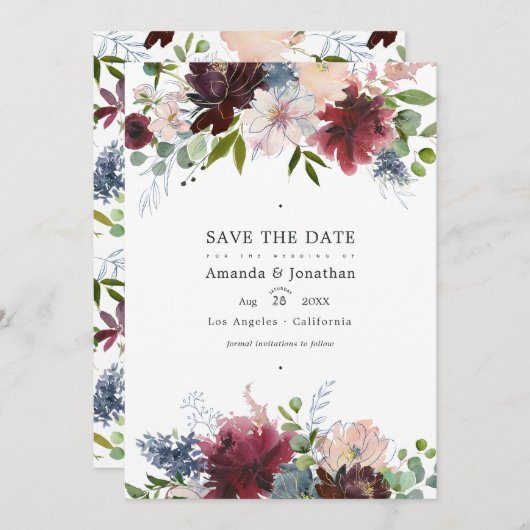 Foto für Hochzeiten in Burgund, Navy und Blush Save The Date (Vorne/Hinten)