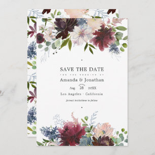 Foto für Hochzeiten in Burgund, Navy und Blush Save The Date