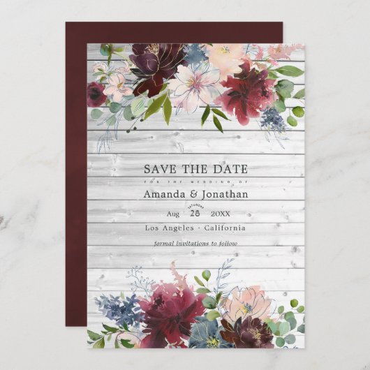 Foto für Hochzeiten in Burgund, Navy und Blush Save The Date (Vorne/Hinten)