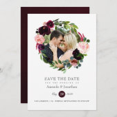 Foto für Hochzeiten in Burgund und Rosa Save The Date (Vorne/Hinten)