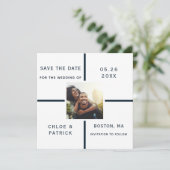 Foto für Hochzeiten in der Marine und in Weiß Save Save The Date (Stehend Vorderseite)