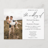 Foto für Hochzeiten in eleganten Drehbüchern Einladungspostkarte (Vorderseite)