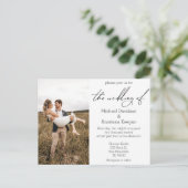 Foto für Hochzeiten in eleganten Drehbüchern Einladungspostkarte (Stehend Vorderseite)
