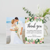 Foto für Hochzeiten mit tropischer Vegetation Dankeskarte (Stehend Vorderseite)