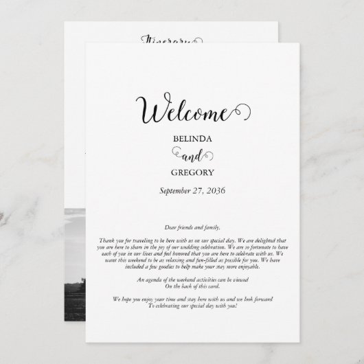 Foto für Hochzeiten mit weißem und schwarzem Skrip Programm (Vorne/Hinten)