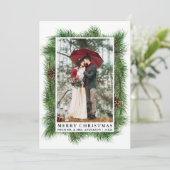 Foto für Hochzeiten von Aquarellkiefern Feiertagskarte (Stehend Vorderseite)