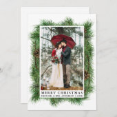 Foto für Hochzeiten von Aquarellkiefern Feiertagskarte (Vorne/Hinten)