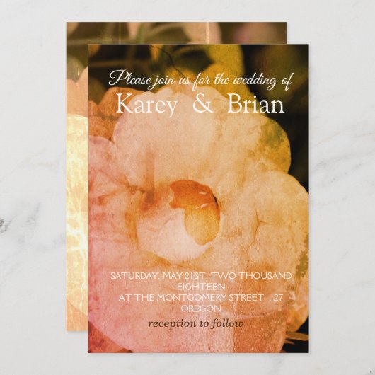 Foto für Hochzeitsfeiern mit weißer Blume Einladung (Vorne/Hinten)