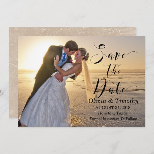 Foto für hübsche Textüberlagerung "Save the Date" Save The Date (Vorne/Hinten)