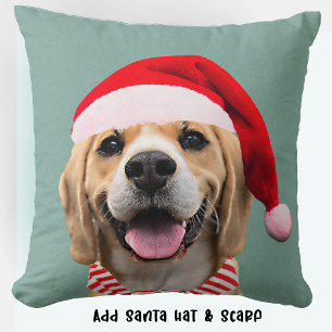 Foto für Hunde mit digitaler Weihnachtsmannmütze S Kissen