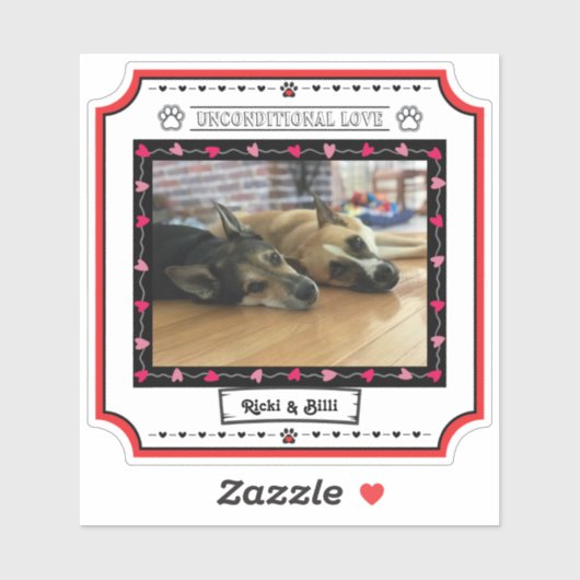 Foto für Hunde mit Herz und Klauen, bedingungslos, Aufkleber (Blatt)