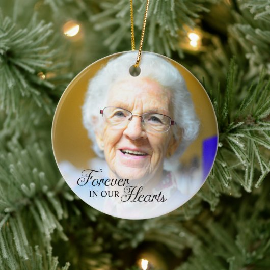 Foto für immer in unserem Herzen Großmutter Keramik Ornament (Baum)