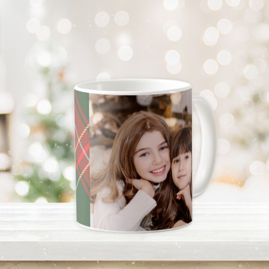 Foto für Karierte Weihnachtsfamilie Kaffeetasse