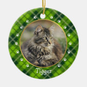 Foto für Karierte Weihnachtskatzen Keramik Ornament (Vorne)