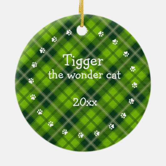 Foto für Karierte Weihnachtskatzen Keramik Ornament (Hinten)