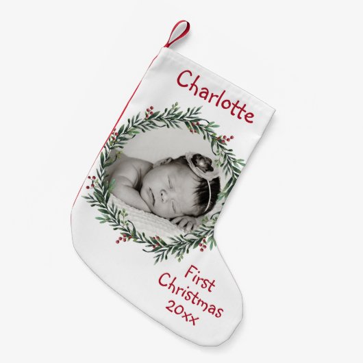 Foto für Kinder - Erste Weihnachten - Jahr des Nam Kleiner Weihnachtsstrumpf (Vorderansicht (hängend))
