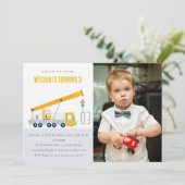 Foto für Kranfahrzeuge Geburtstag Einladung (Stehend Vorderseite)