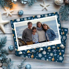 Foto für Küstenschneeflocken und nautische Element Feiertagskarte