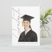 Foto für lila Graduate Text - Abschluss Ankündigung (Stehend Vorderseite)