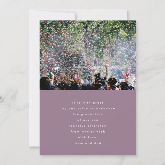 Foto für lila Graduate Text - Abschluss Ankündigung (Rückseite)