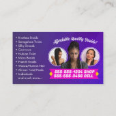 Foto für lila, rosa und gelbe afrikanische Haarbra Visitenkarte (Rückseite)