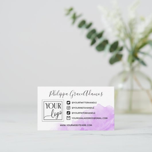 Foto für lila Social-Media-Logos Visitenkarte (Stehend Vorderseite)