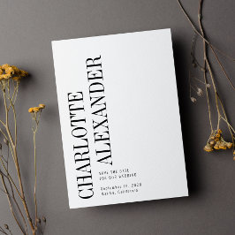 Foto für Minimalistische Schwarz-weiße vertikale N Save The Date
