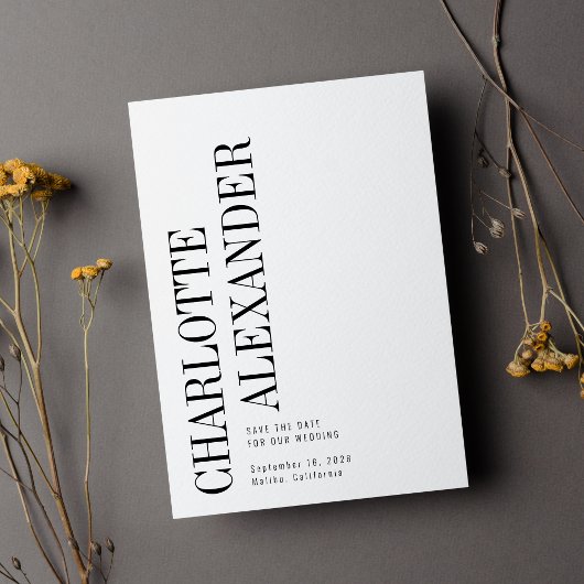 Foto für Minimalistische Schwarz-weiße vertikale N Save The Date