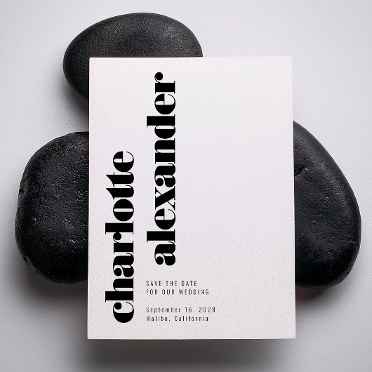 Foto für Minimalistische Schwarz-weiße vertikale N Save The Date
