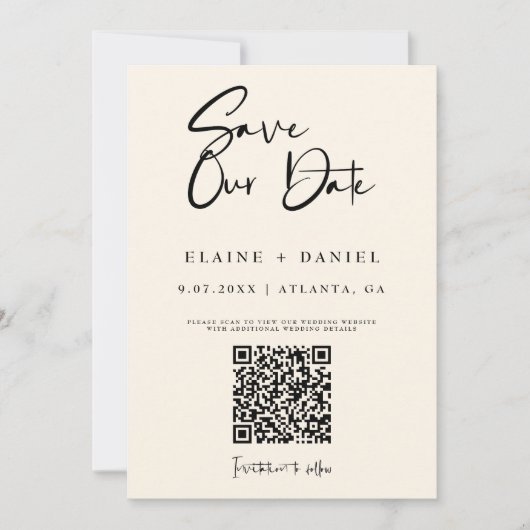 Foto für Minimalistisches Script QR Code Save The Date (Vorderseite)