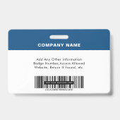Foto für Mitarbeiter-IDs - Barcode blau Ausweis (Rückseite)