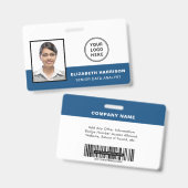 Foto für Mitarbeiter-IDs - Barcode blau Ausweis (Vorder- & Rückseite)