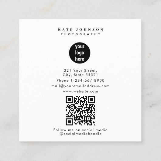 Foto für moderne Firmenlogos Quadratische Visitenkarte (Rückseite)