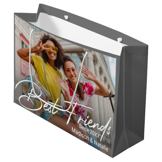 Foto für moderne Freundschaft Große Geschenktüte (Vorderseite Schrägansicht)