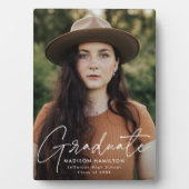 Foto für moderne Graduate White Script Abschluss Fotoplatte (Vorderseite)