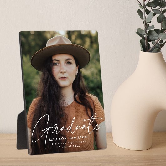 Foto für moderne Graduate White Script Abschluss Fotoplatte