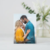 Foto für moderne Textüberlagerung Save the Date Postkarte (Stehend Vorderseite)