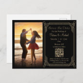 Foto für mystisches, goldfarbenes QR-Zeichen Save  Ankündigungspostkarte (Vorne/Hinten)