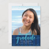 Foto für Navy-Abschluss-Glitzer Einladung (Vorderseite)