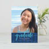 Foto für Navy-Abschluss-Glitzer Einladung (Stehend Vorderseite)