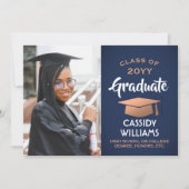 Foto für Navy Blue und Kupfer-Abschluss Einladung (Vorderseite)