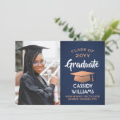 Foto für Navy Blue und Kupfer-Abschluss Einladung (Stehend Vorderseite)