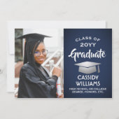 Foto für Navy Blue und White Abschluss Einladung (Vorderseite)