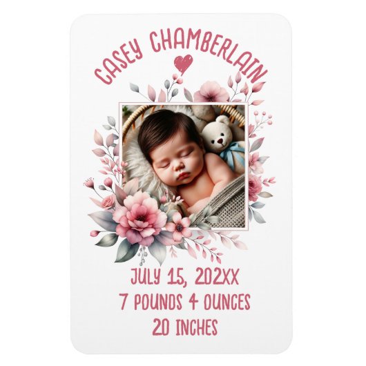 Foto für Neugeborene Aquarellblume Magnet (Vertikal)