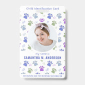 Foto für Niedliche Paw-Drucke mit Kind-ID-Notfallk Ausweis (Front)