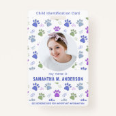 Foto für Niedliche Paw-Drucke mit Kind-ID-Notfallk Ausweis (Vorderseite)