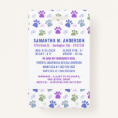 Foto für Niedliche Paw-Drucke mit Kind-ID-Notfallk Ausweis (Rückseite)